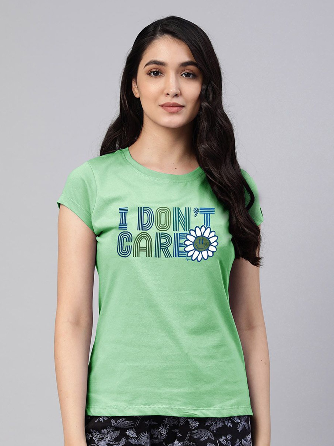 

LYRA Women Typography Printed T-shirt, Sea green