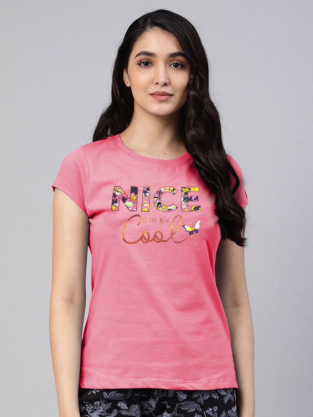 

LYRA Women Typography Printed T-shirt, Pink