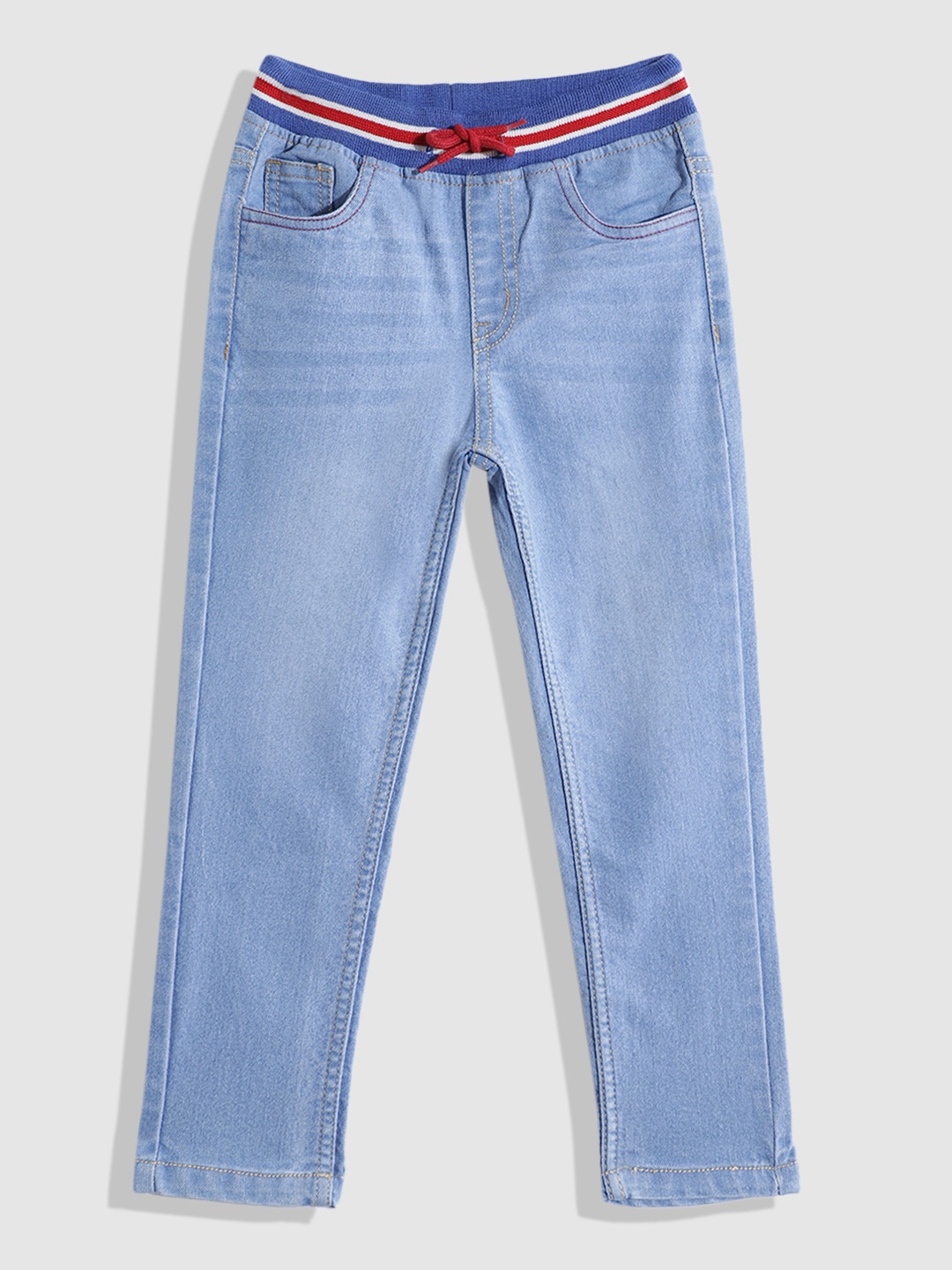 

YK Boys Slim Fit Light Fade Stretchable Jeans, Blue
