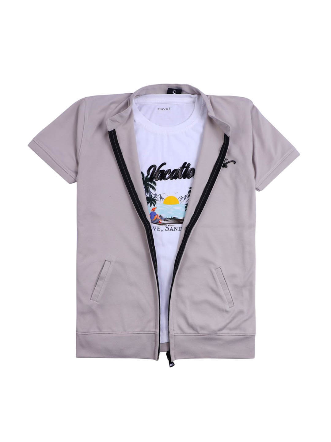 

CAVIO Boys Lightweight Tailored Jacket with Patchwork, Grey