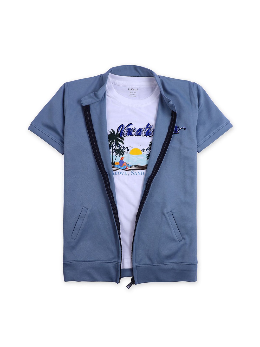 

Cavio Boys Lightweight Sporty Jacket & T-Shirt, Blue