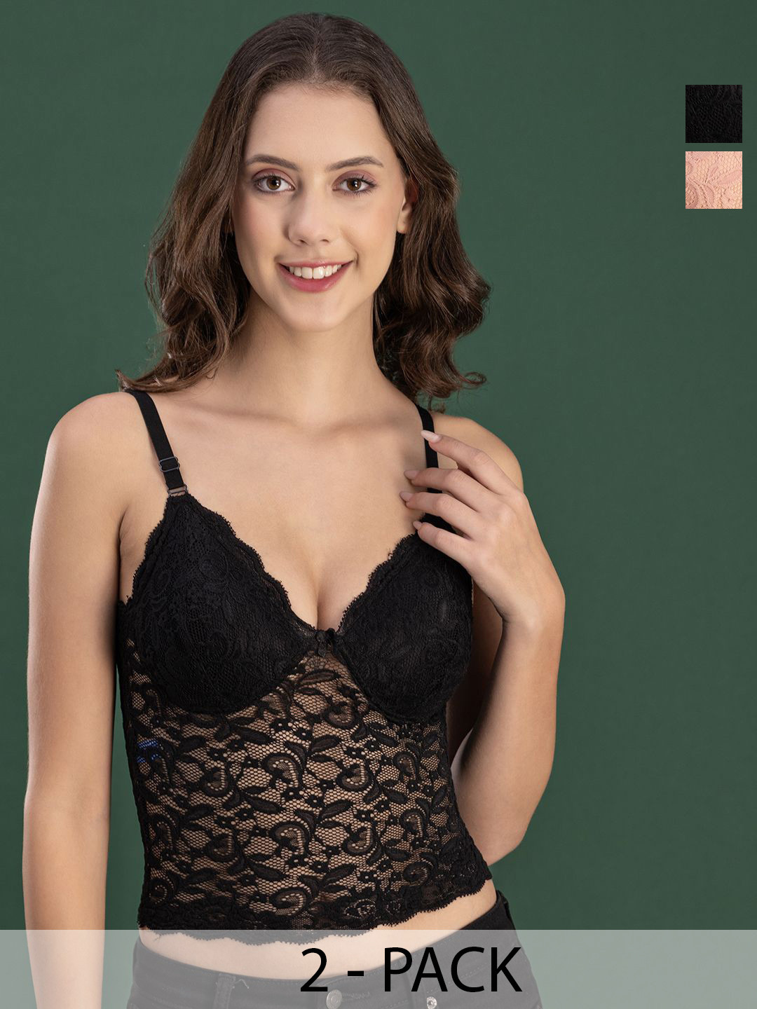 

DressBerry Floral Bralette Bra Medium Coverage Lightly Padded, Black