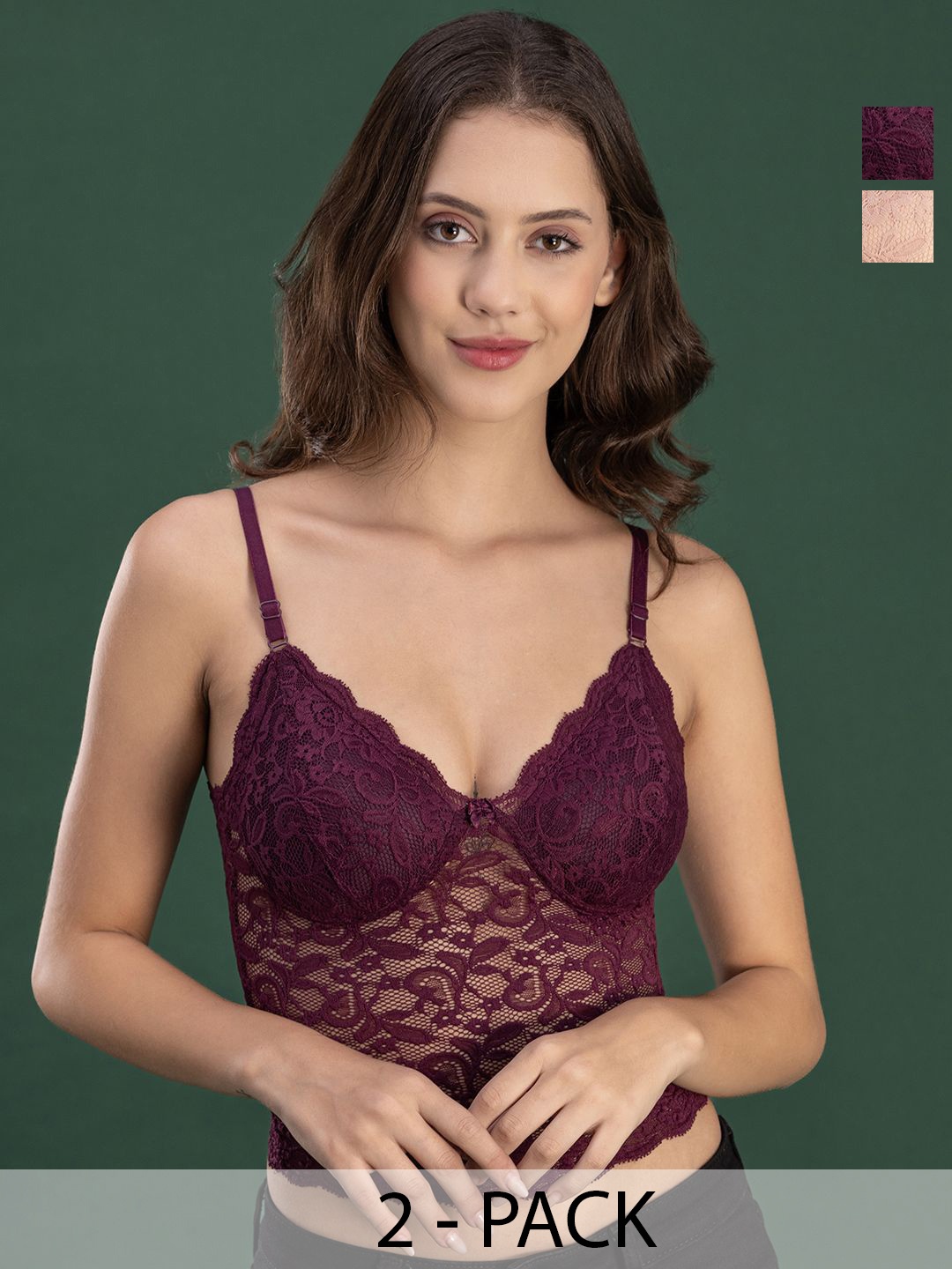

DressBerry Floral Bralette Bra Medium Coverage Lightly Padded, Nude