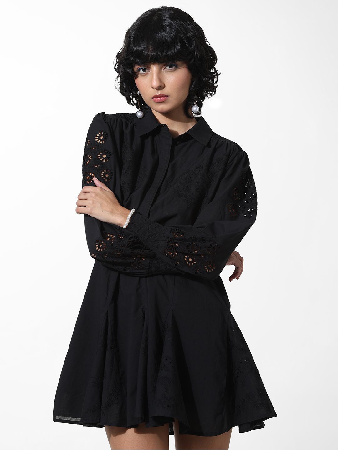 

ONLY Embellished Fit & Flare Dress, Black