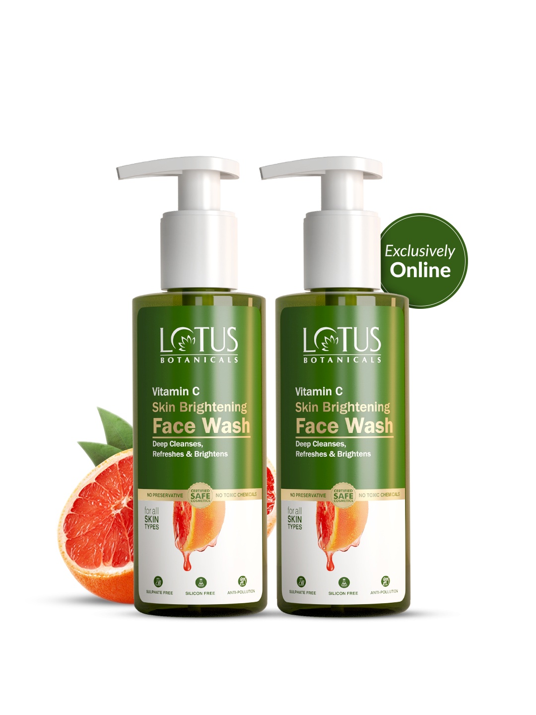 

Lotus Botanicals Set Of 2 Vitamin C Face Wash - 180 ml Each, Green