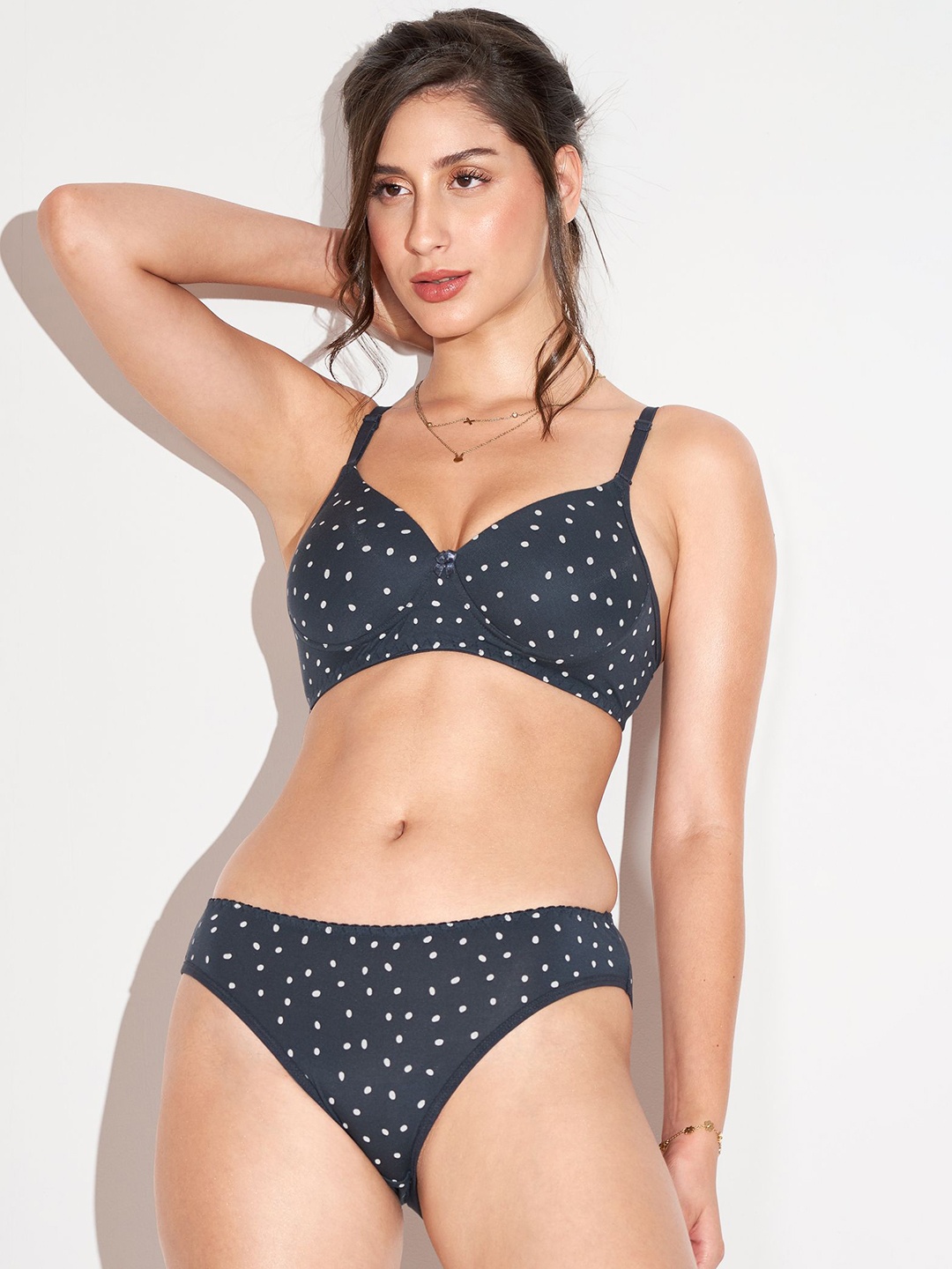 

Lady Love Printed Lingerie Set LLSET0196Denim, Navy blue