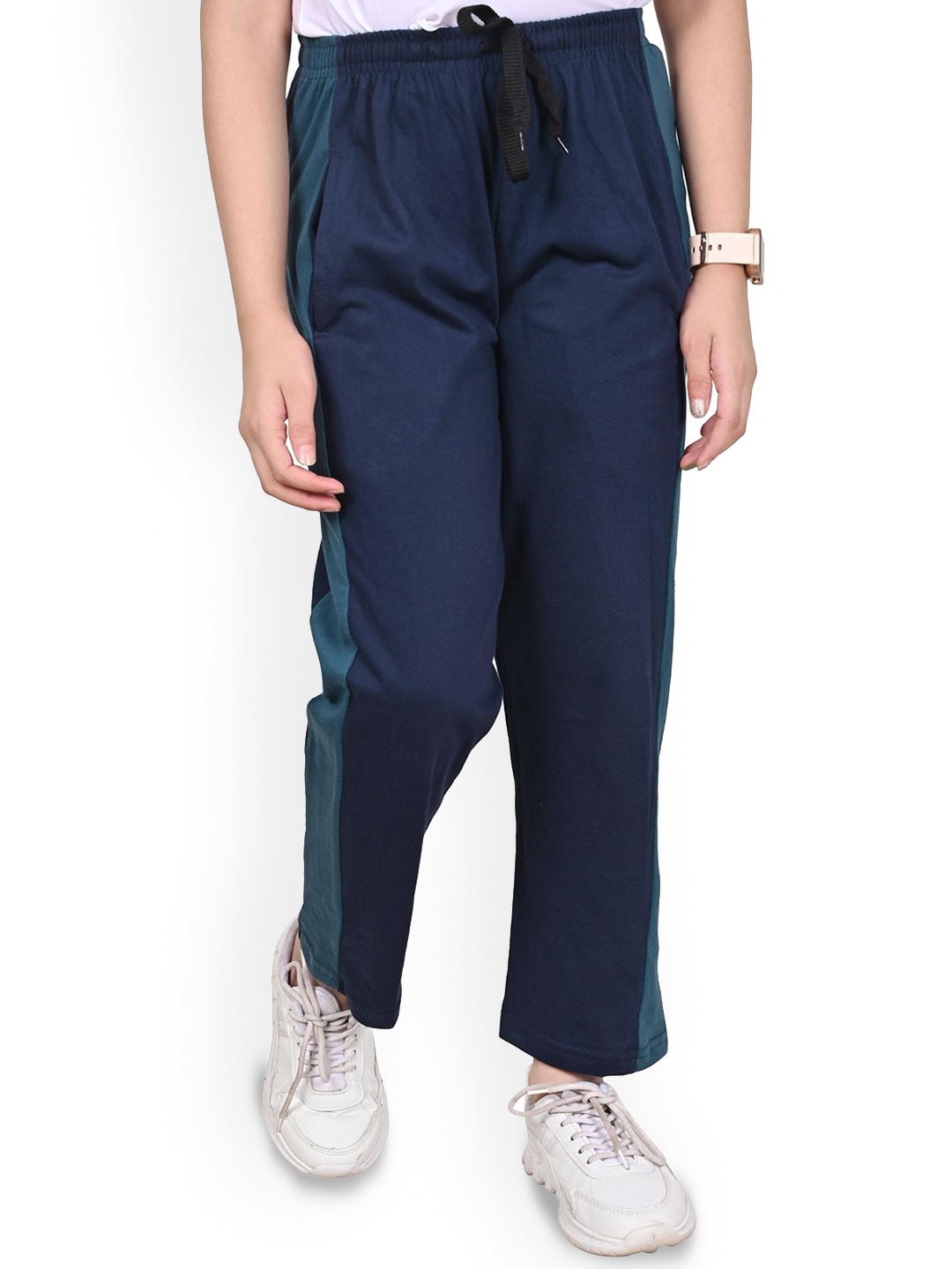 

BAESD Girls Pure Cotton Mid Rise Track Pants, Navy blue