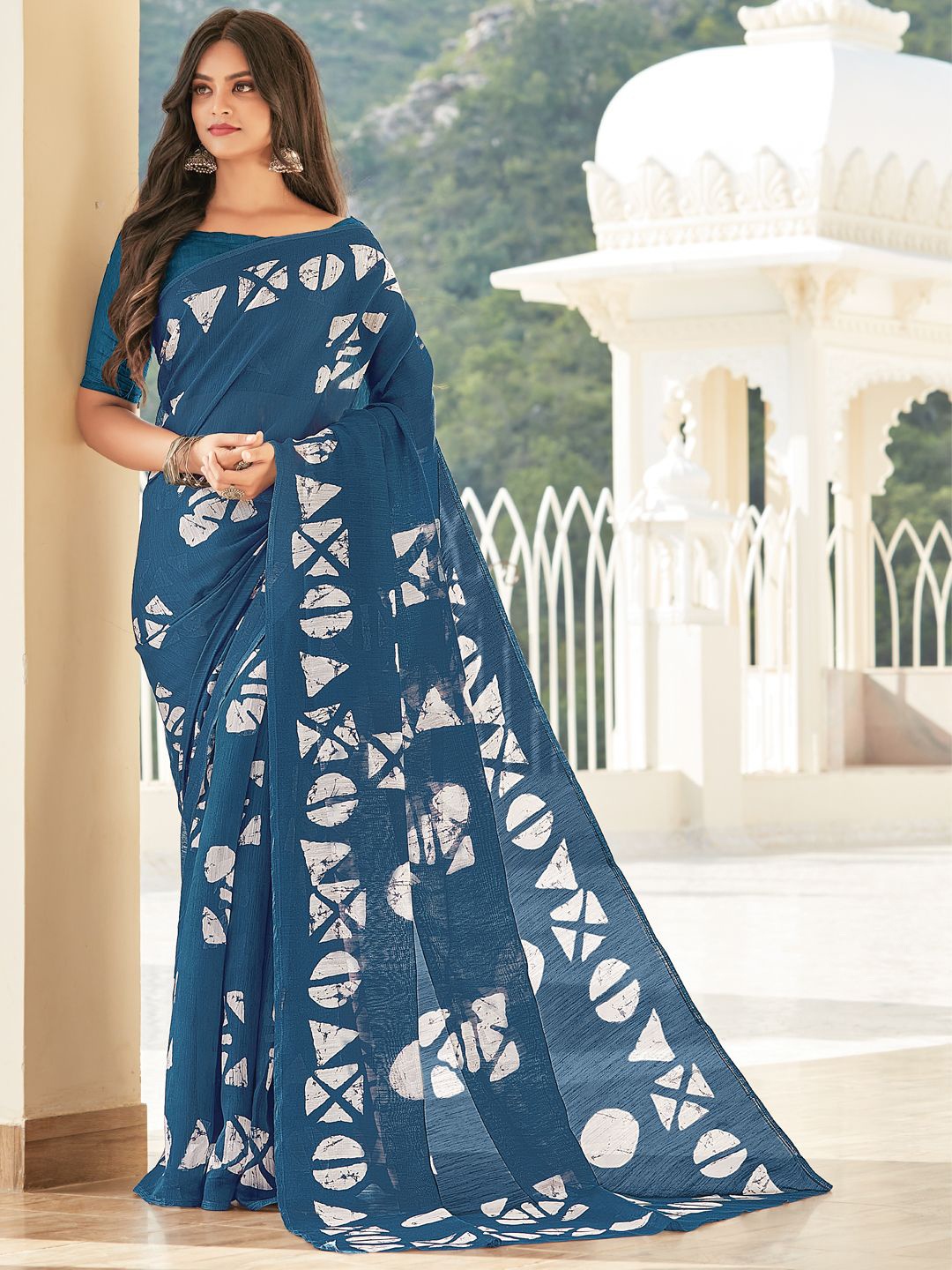 

SANGAM PRINTS Tussar Saree, Blue