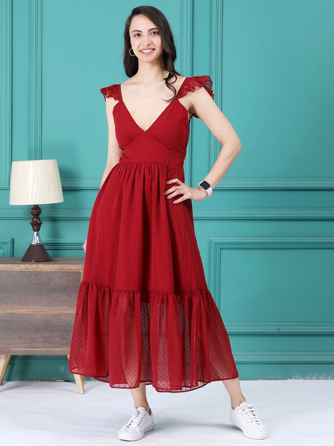 

Tushita Maxi Midi Dress, Maroon