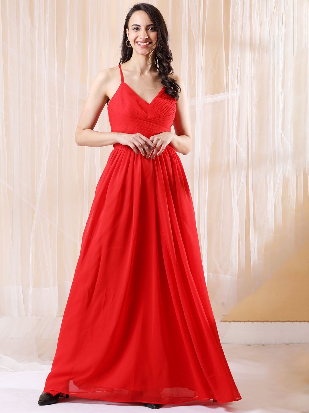 

Tushita Georgette Maxi Dress, Red