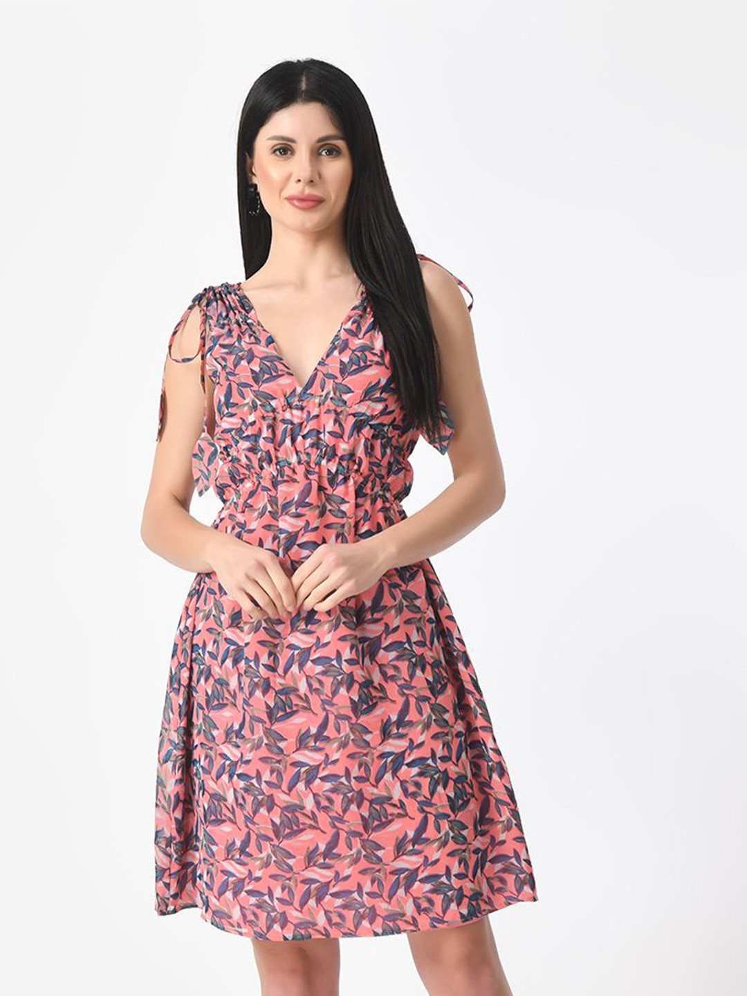 

Tushita Floral Print Georgette Dress, Pink