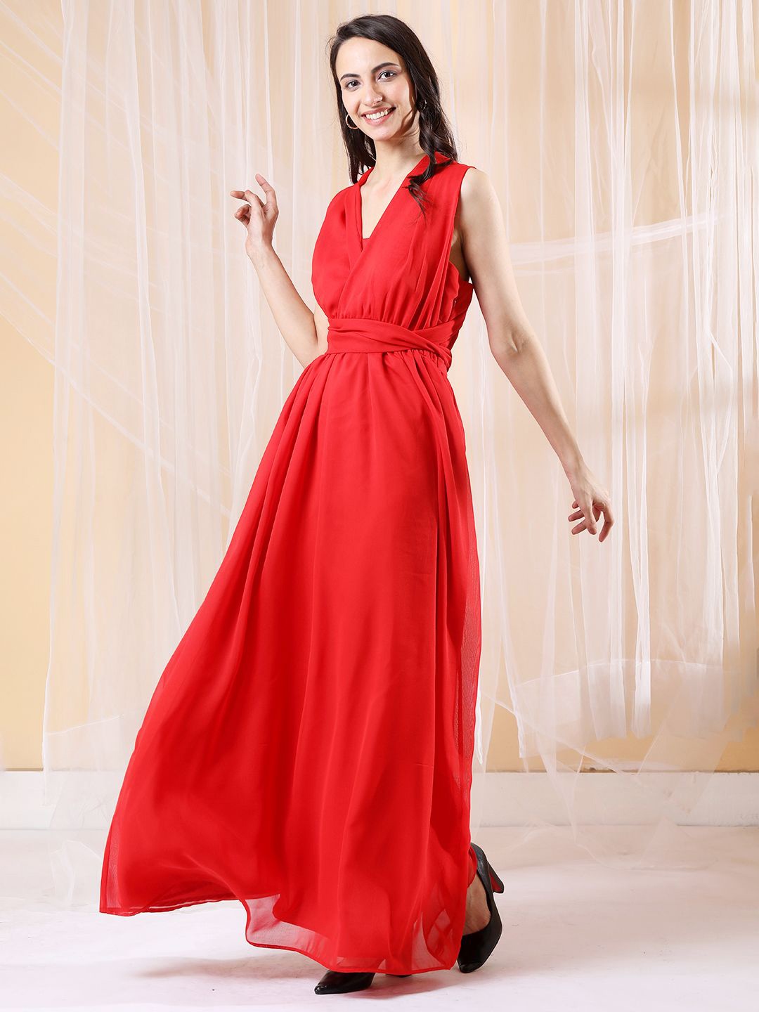 

Tushita Georgette Maxi Dress, Red