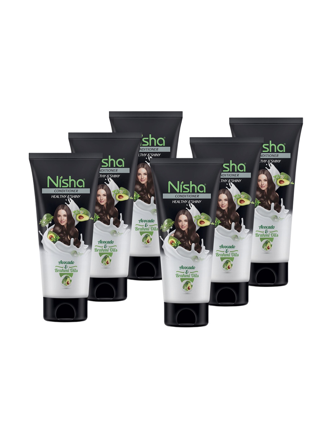 

Nisha Set Of 6 Avocado & Brahmi Oil Hair Conditioner Tube - 80 ml Each, Black