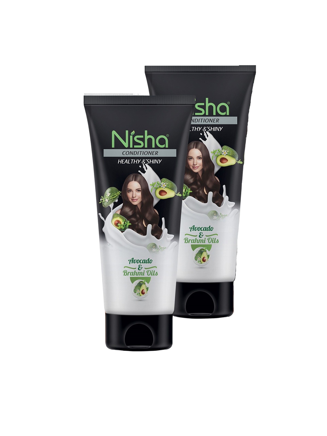 

Nisha Set Of 2 Avocado & Brahmi Oil Hair Conditioner - 180 ml Each, Black