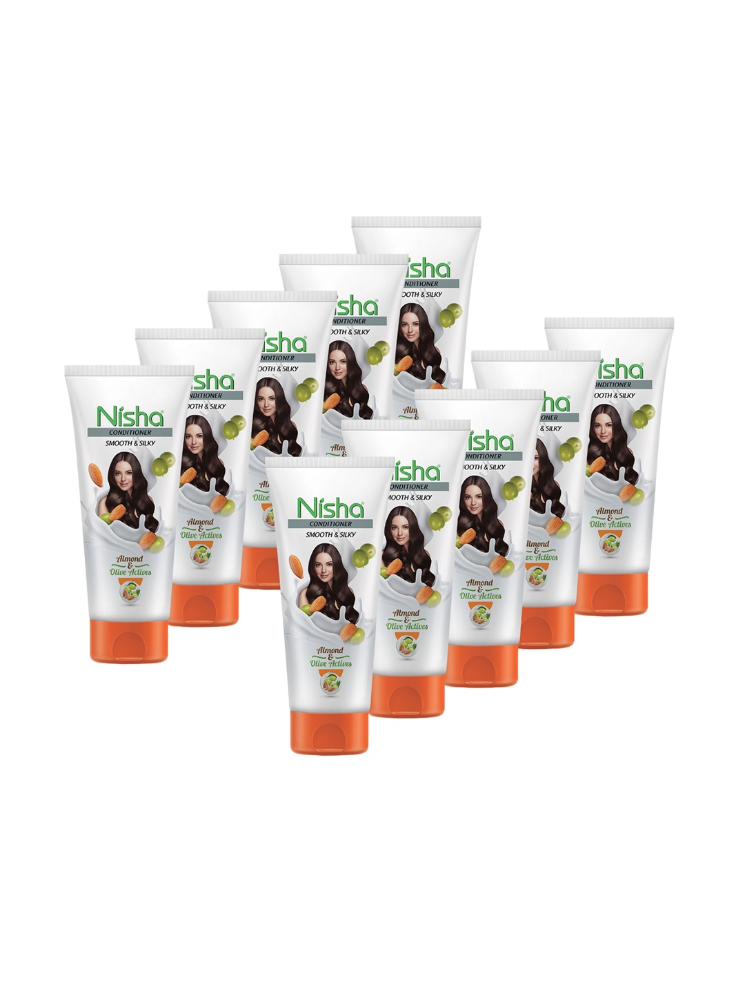

Nisha Set Of 10 Hair Conditioner With Almond & Olive - 80ml Each, White