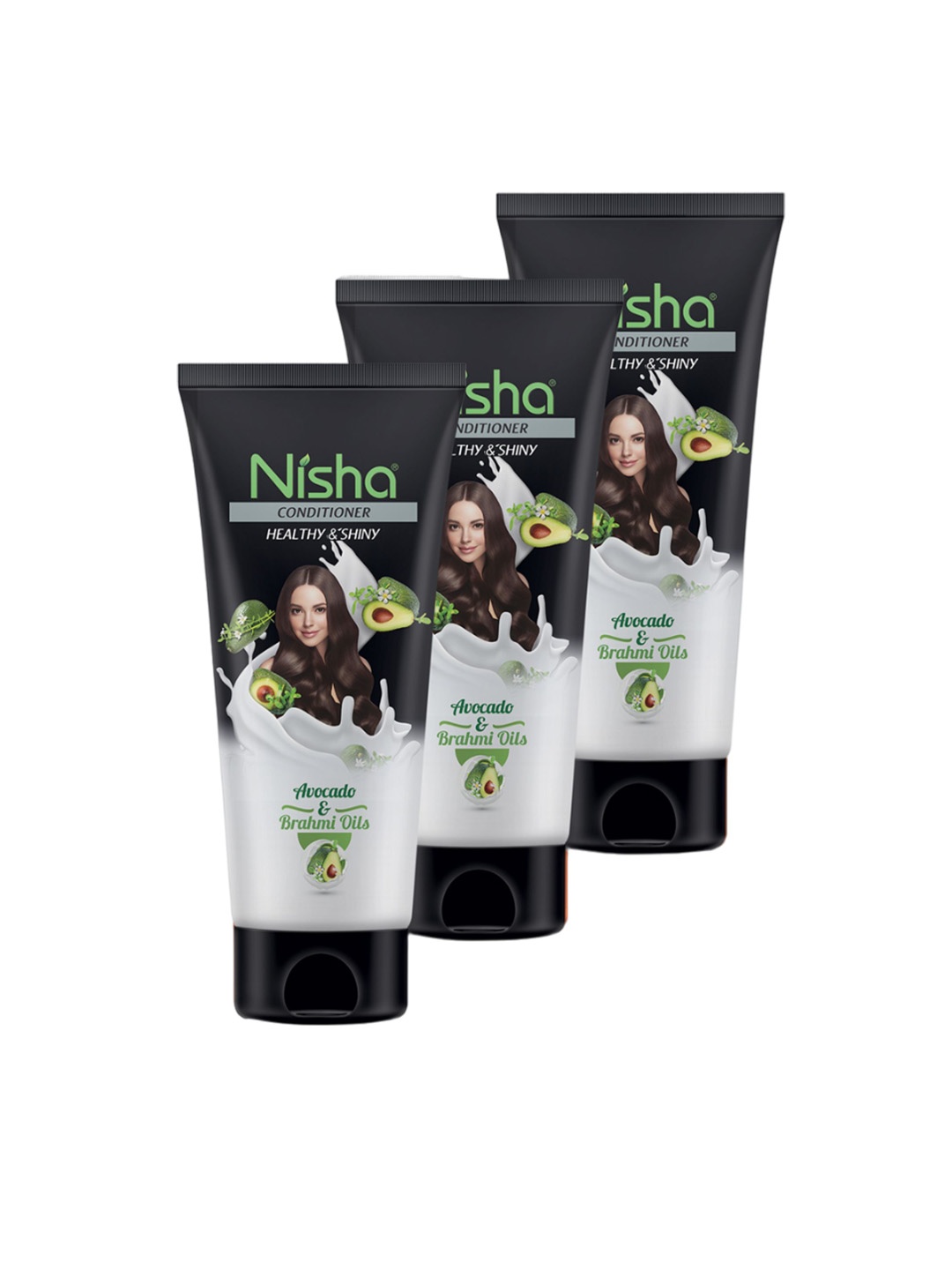 

Nisha Set Of 3 Hair Conditioner With Avocado & Brahmi Oil - 180ml Each, Black