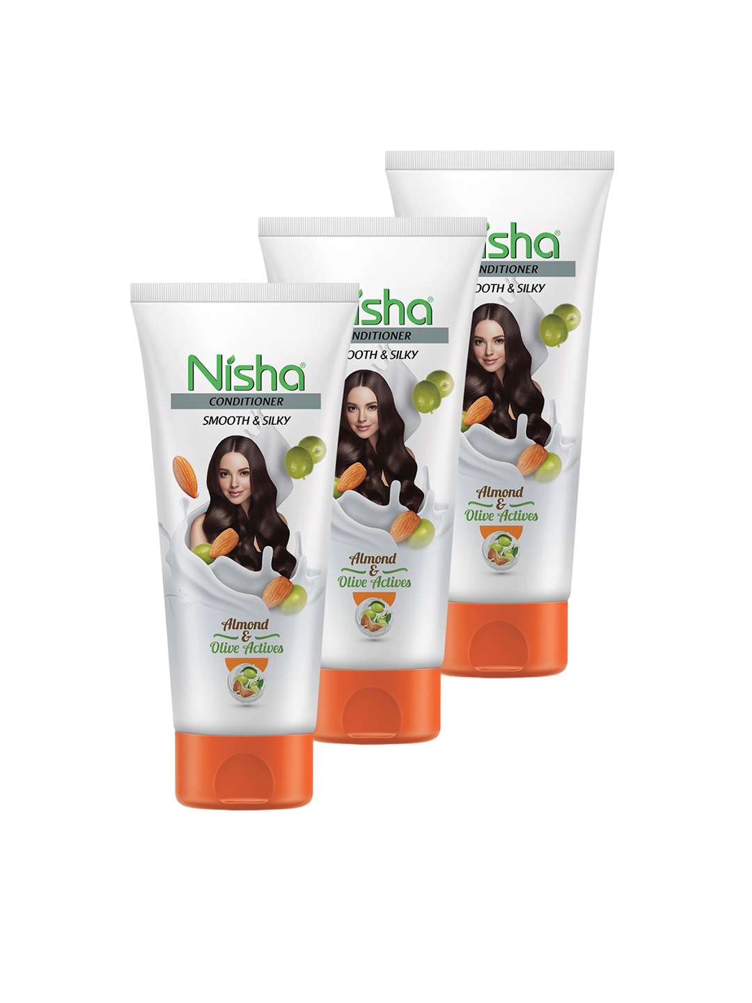 

Nisha Set Of 3 Hair Conditioner With Almond and Olive Actives - 180ml Each, White
