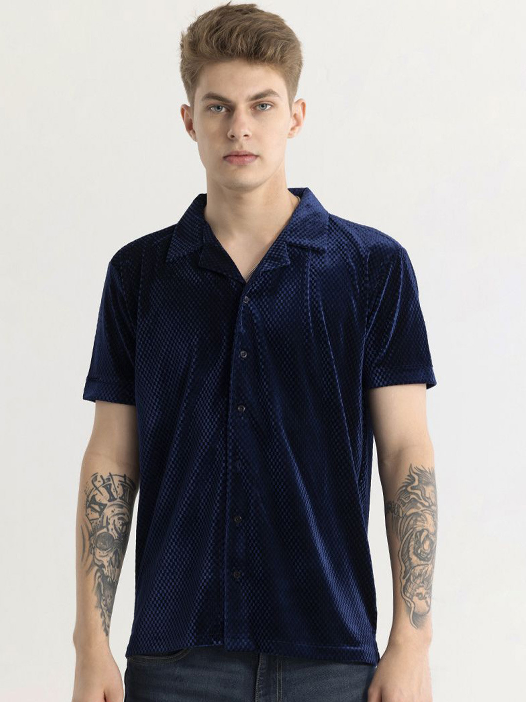 

Snitch Men Classic Slim Fit Opaque Casual Shirt, Blue