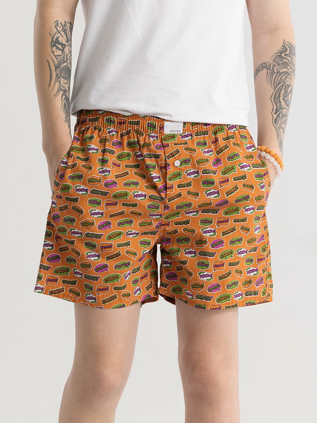 

Snitch Printed Pure Cotton Boxers 4MSBX9232-02-XS, Orange