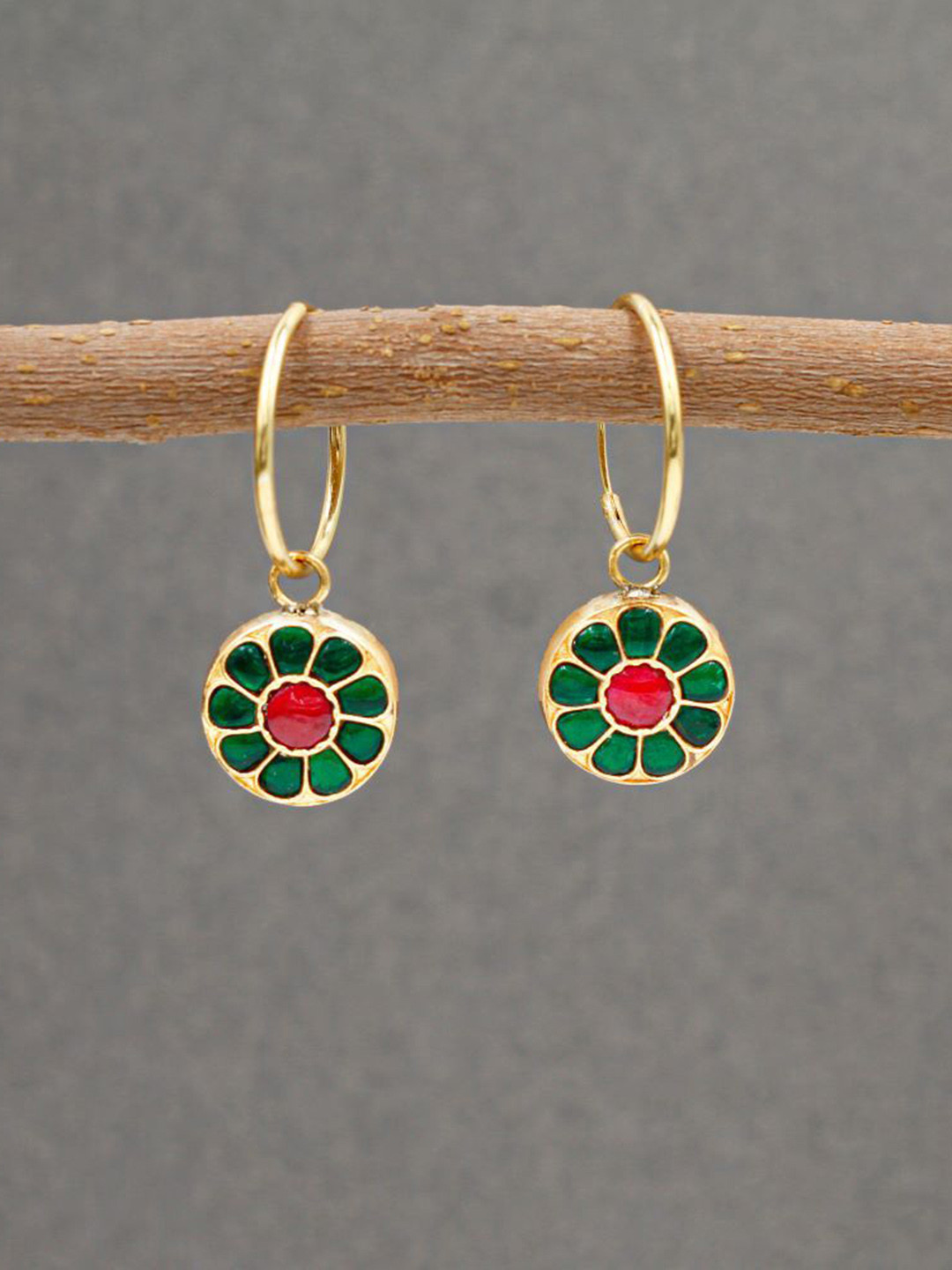 

SANGEETA BOOCHRA Circular Drop Earrings, Green