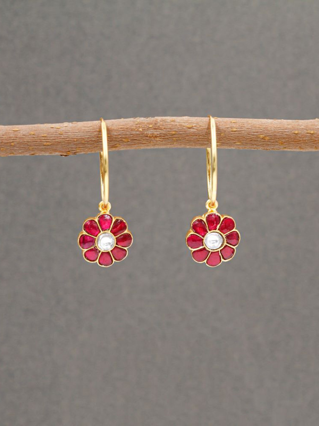 

SANGEETA BOOCHRA Circular Drop Earrings, Red