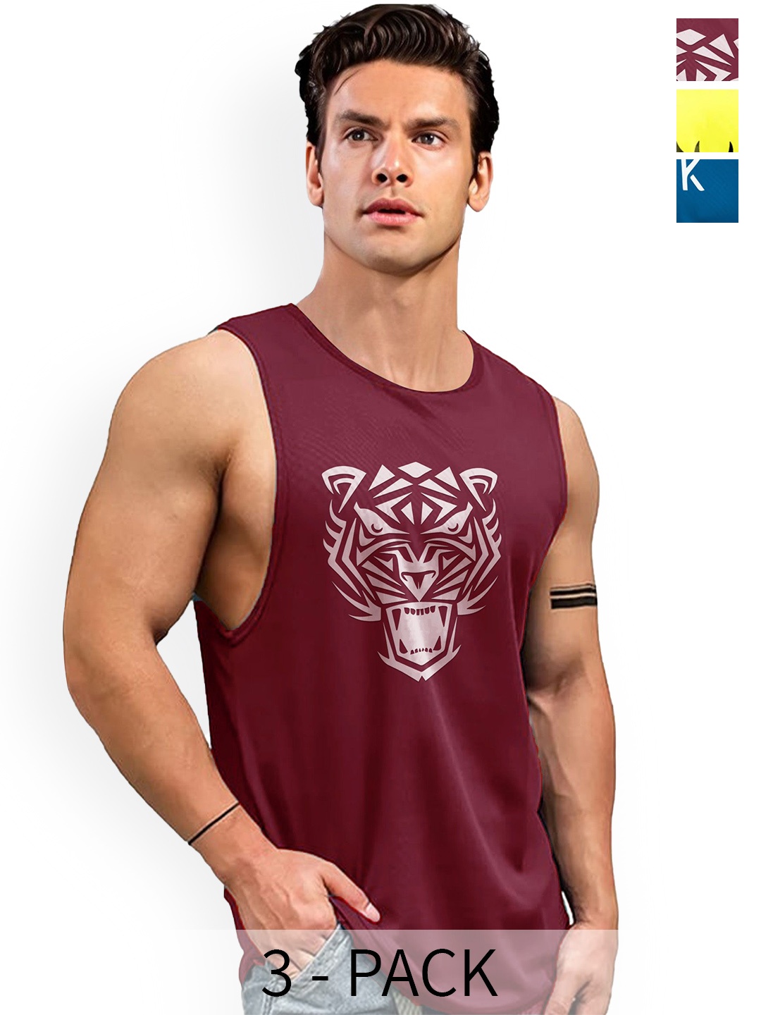 

AUSK 3-Pcs Printed Sleeveless Innerwear Vests A719+728+751, Assorted