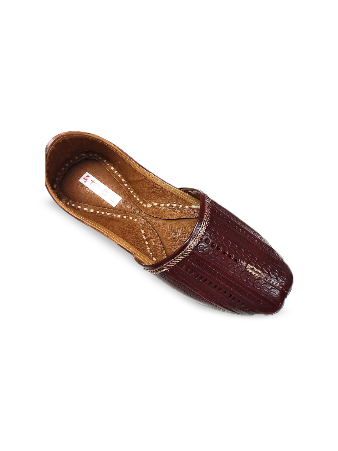 

Ta Chic Men Printed Leather Mojaris, Maroon