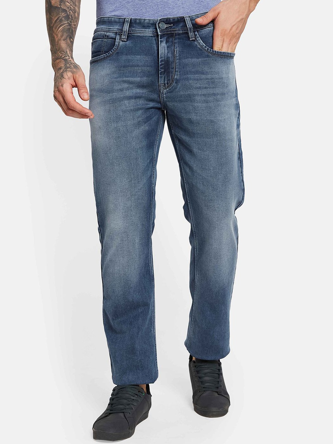 

Octave Men Straight Fit Light Fade Stretchable Jeans, Blue