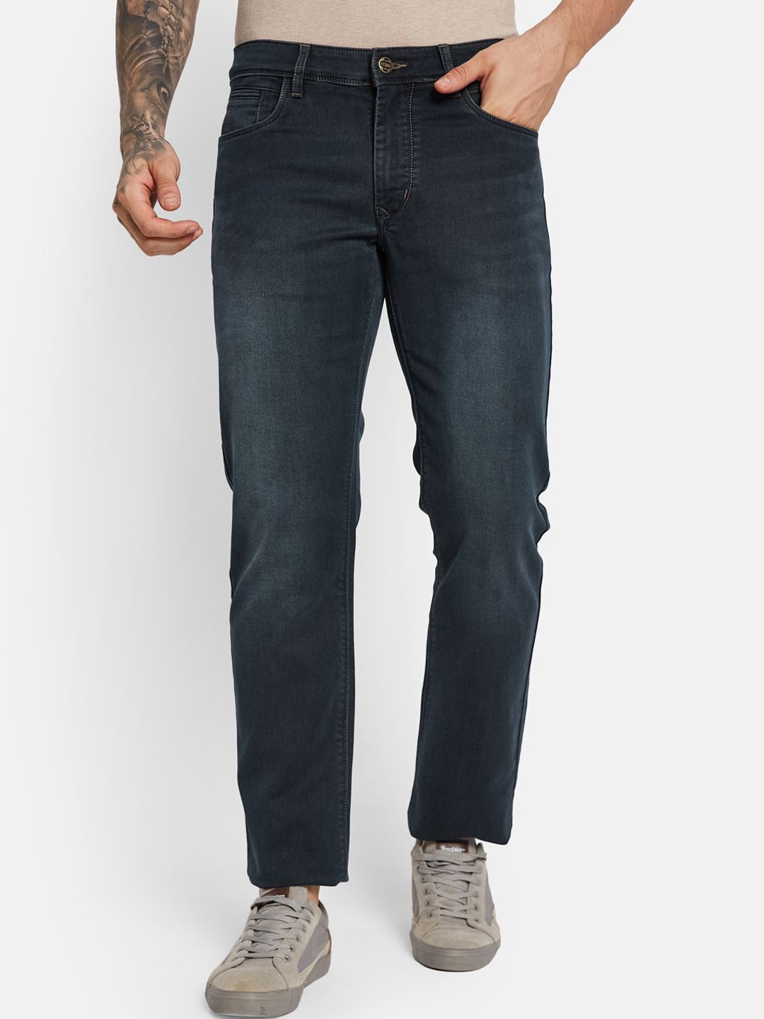

Octave Men Straight Fit Light Fade Stretchable Jeans, Navy blue