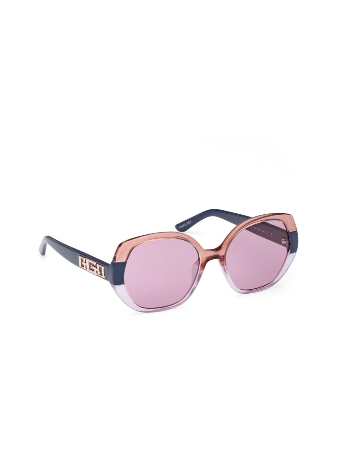 GUESS Women Oversized Sunglasses with UV Protected Lens, Purple