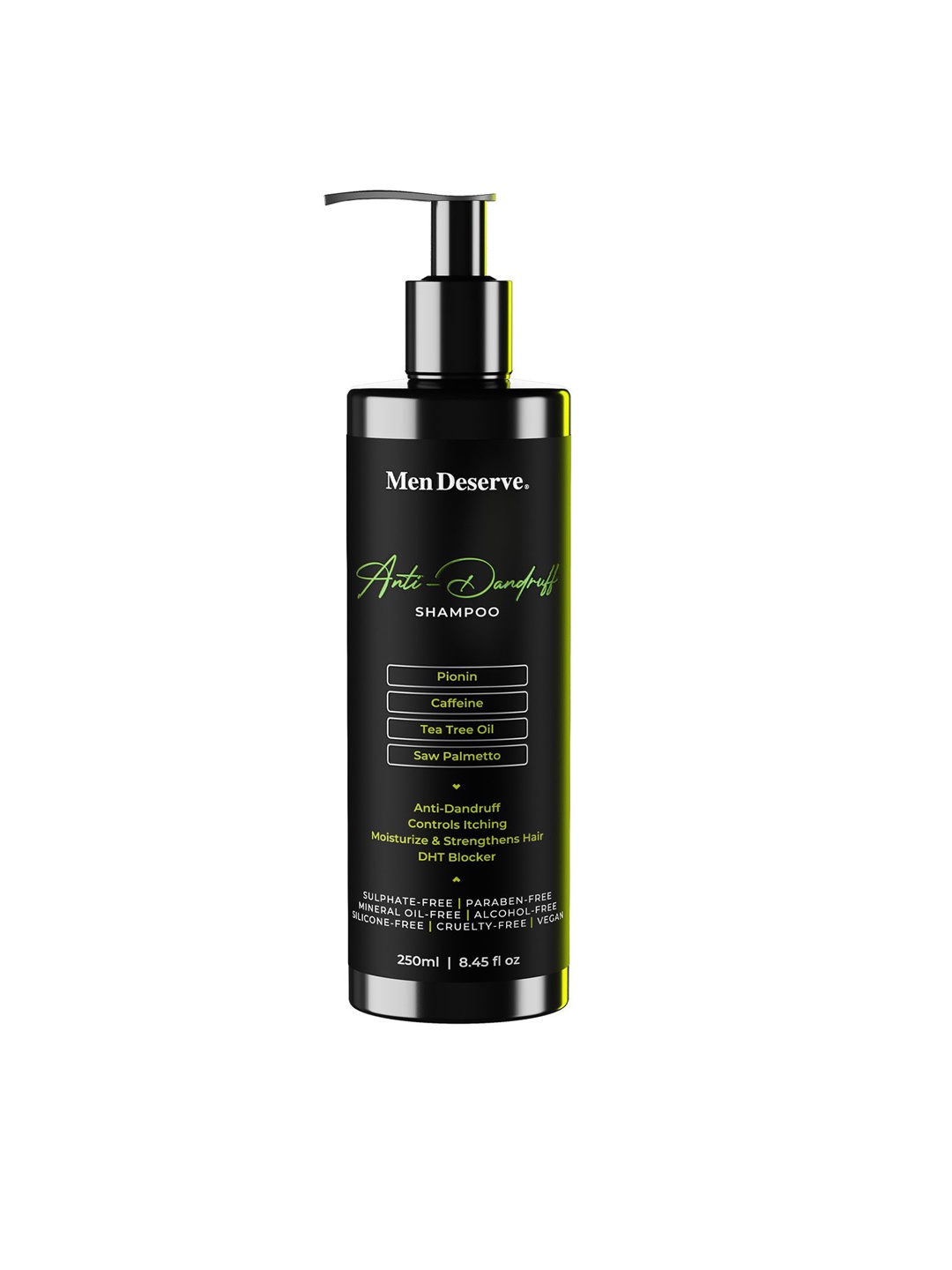 

Men Deserve Anti-Dandruff Conditioning Shampoo with Caffeine & DHT Blocker - 250 ml, Black