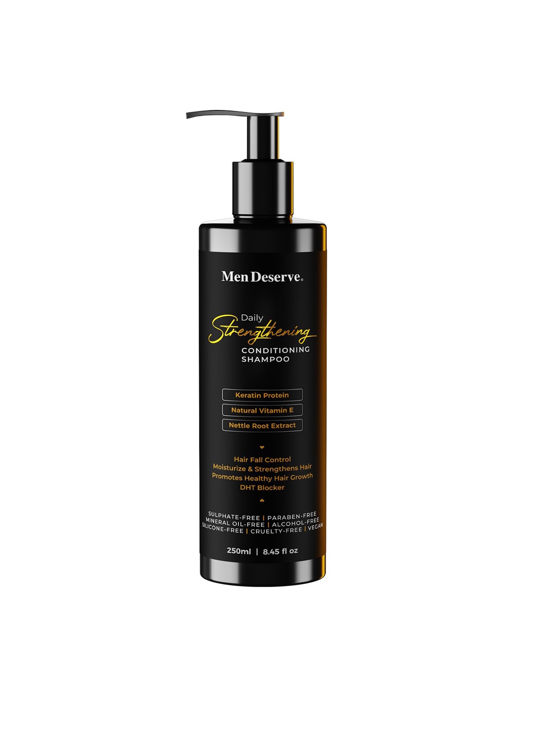 

Men Deserve Daily Strengthening Conditioning Shampoo with Keratin Protein - 250 ml, Black