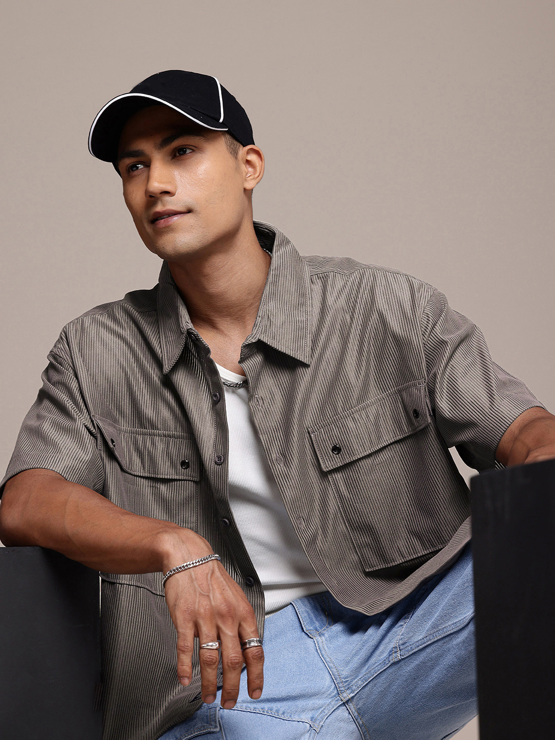 

The Roadster Life Co. Self Striped Relaxed Fit Casual Shirt, Grey