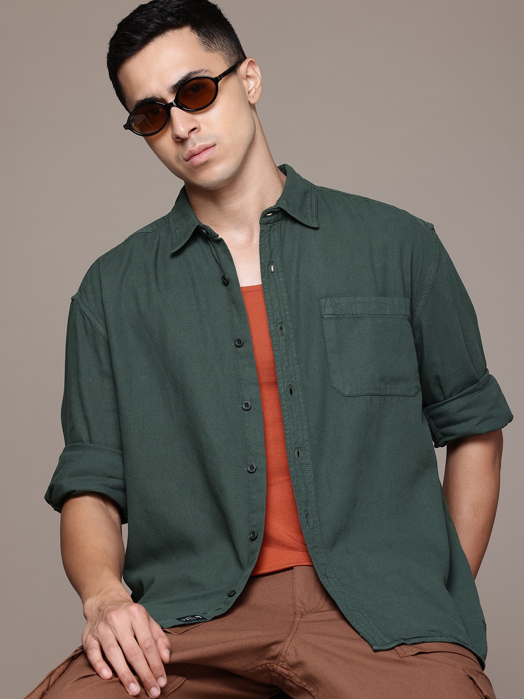 

The Roadster Lifestyle Co. Relaxed Fit Casual Shirt, Green