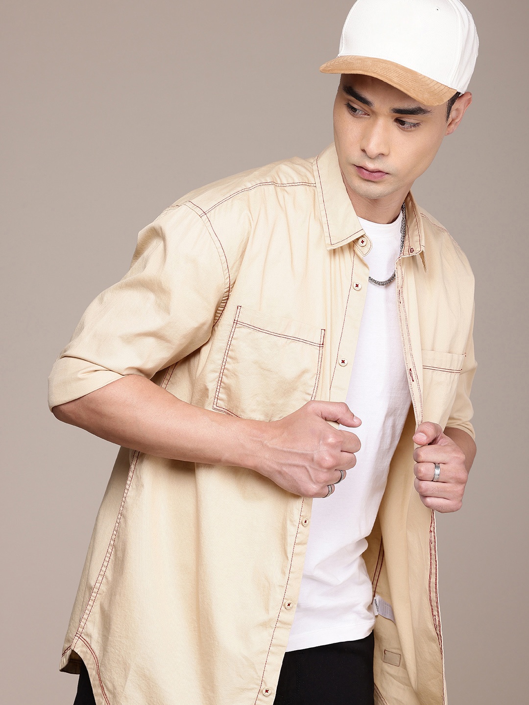 

The Roadster Life Co. Pure Cotton Relaxed Fit Casual Shirt, Beige