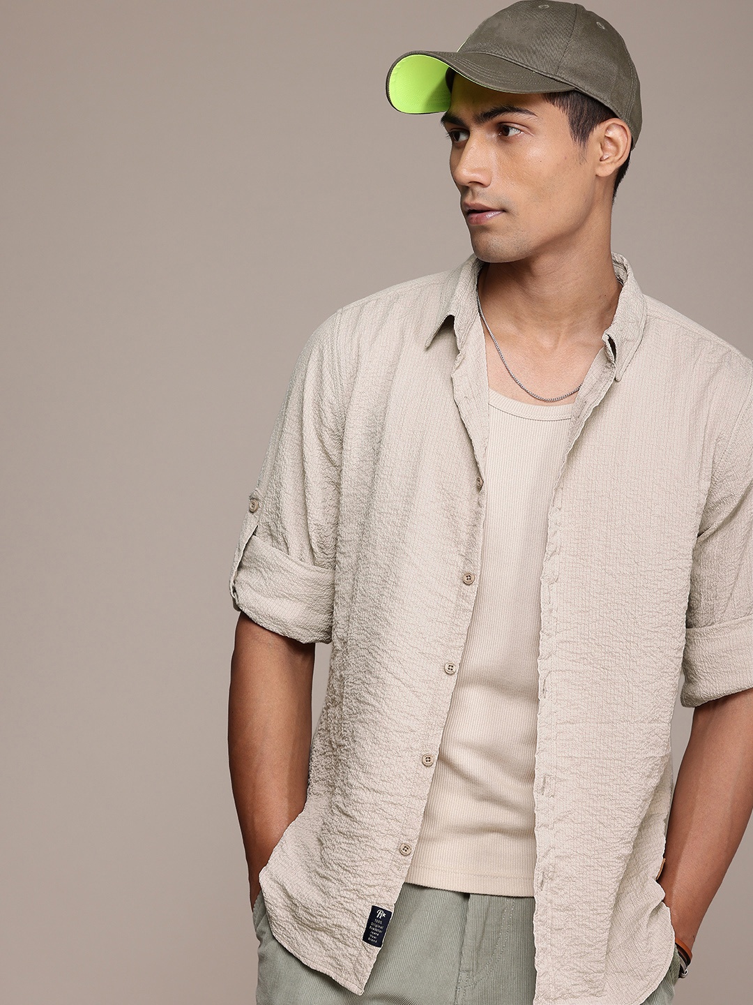 

The Roadster Life Co. Seersucker Casual Shirt, Beige