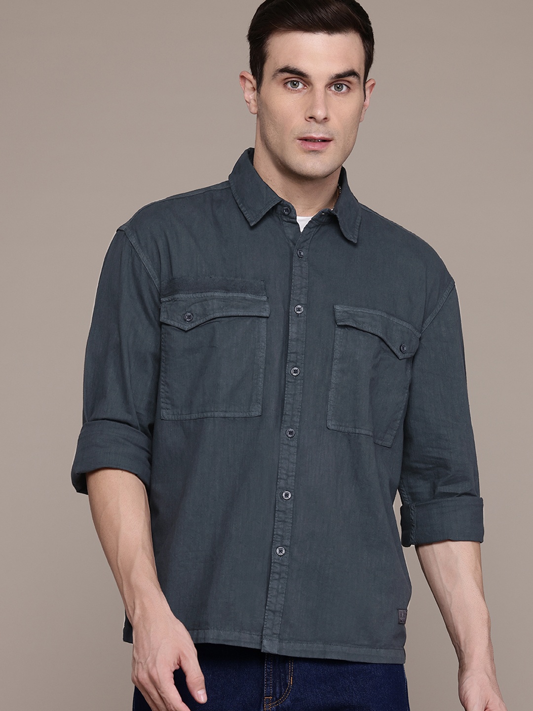 

The Roadster Lifestyle Co. Casual Boxy Fit Shirt, Charcoal