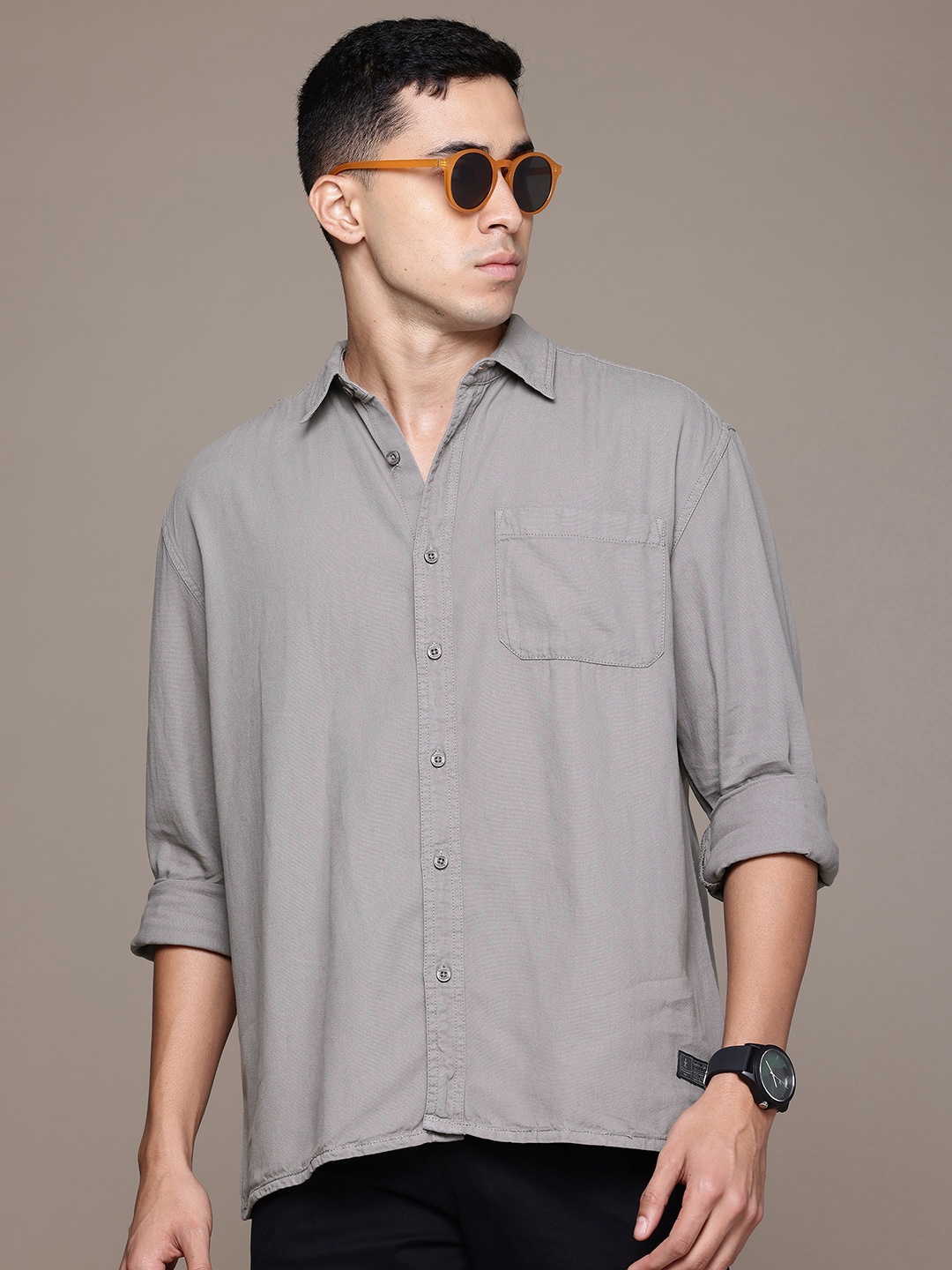 

The Roadster Lifestyle Co. Relaxed Fit Casual Shirt, Grey