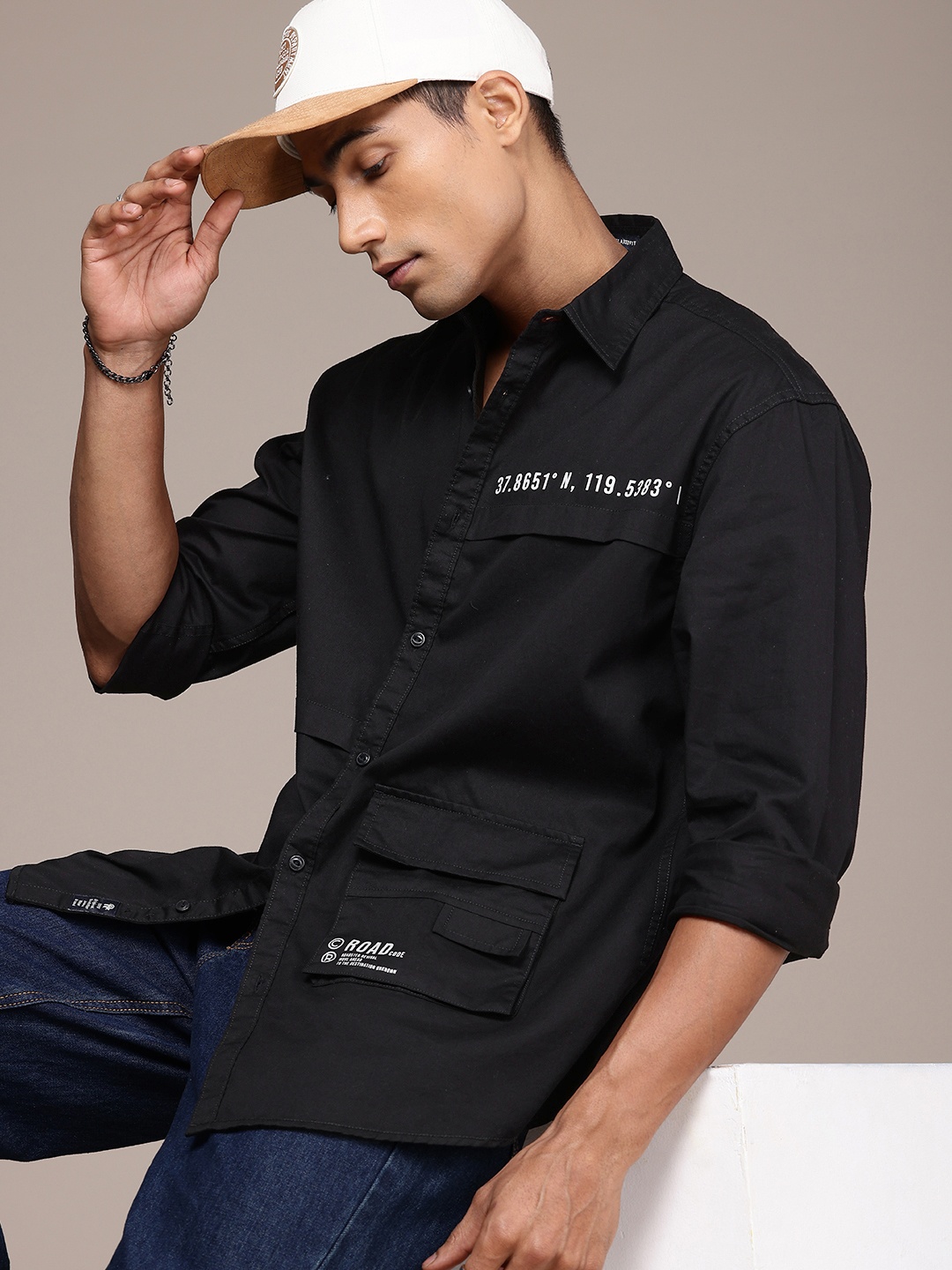 

The Roadster Life Co. Pure Cotton Opaque Relaxed Fit Casual Shirt, Black