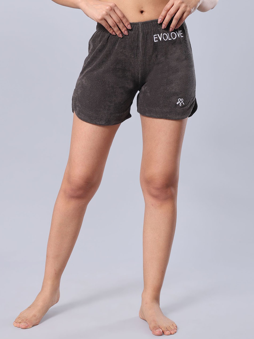 

evolove Women Yoga Denim Shorts, Grey