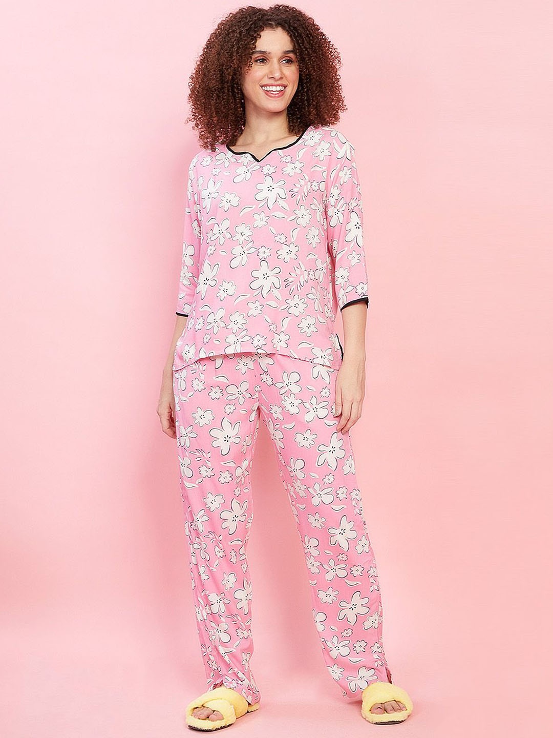 

evolove Women Printed Night suit, Pink