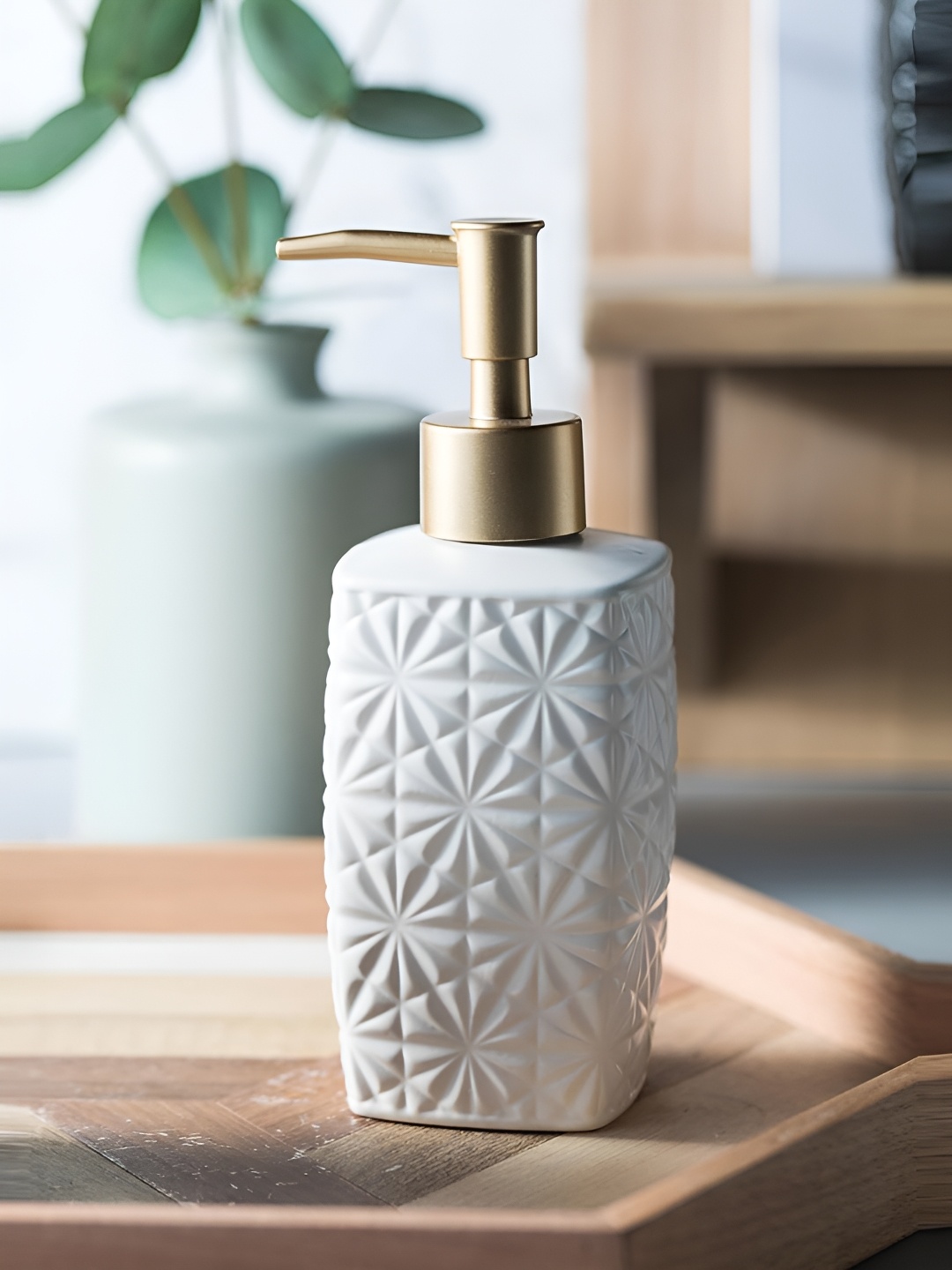 

Kuber Industries White Solid Ceramic Soap Dispenser