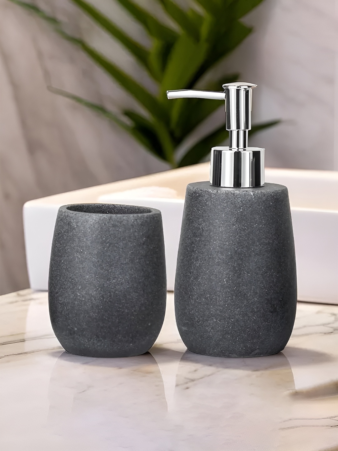 

Kuber Industries Black 2 piece Solid Resin Soap Dispenser