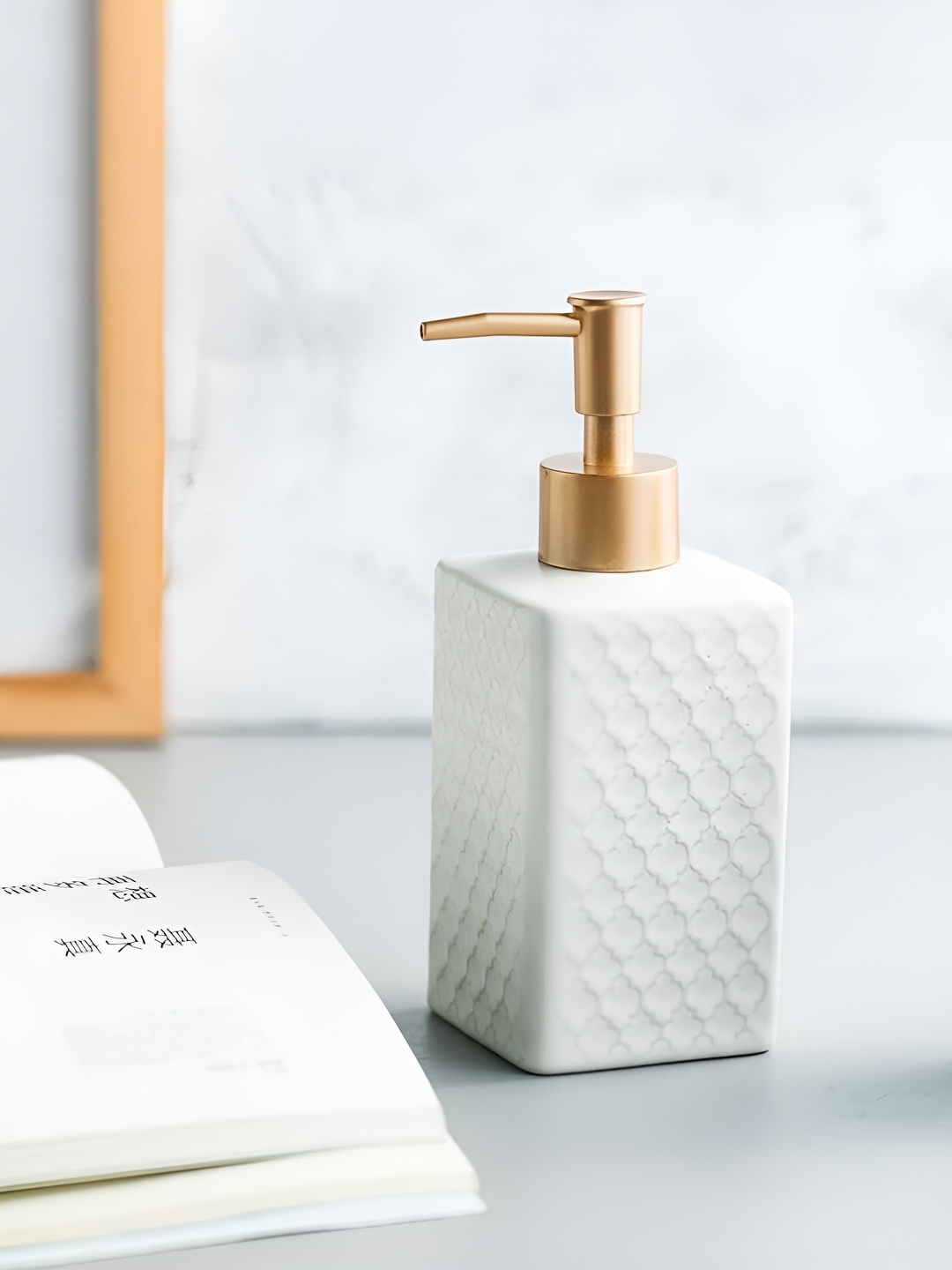 

Kuber Industries White Solid Ceramic Soap Dispenser