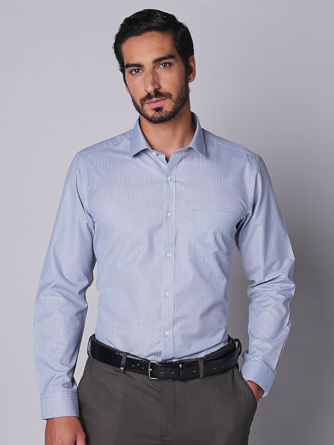 

Oxemberg Men Slim Fit Opaque Formal Shirt, Grey