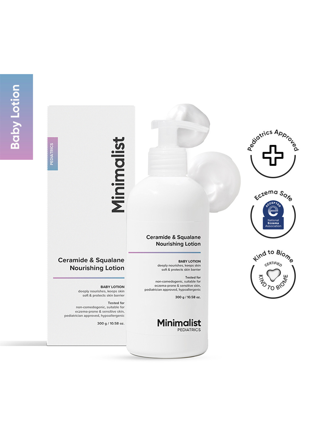 

Minimalist Baby Ceramide & Squalane Nourishing Lotion with PH 5.5 - 300g, White