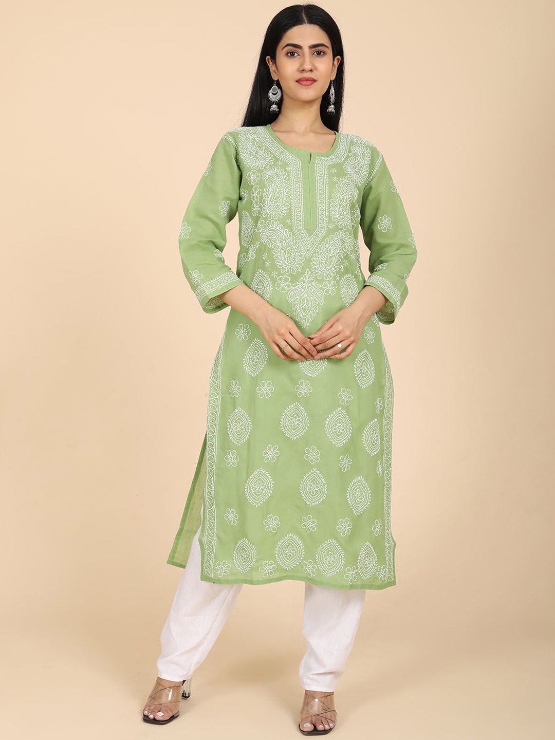 

HELLA FASHIONS Women Ethnic Motifs Printed Kurta, Lime green