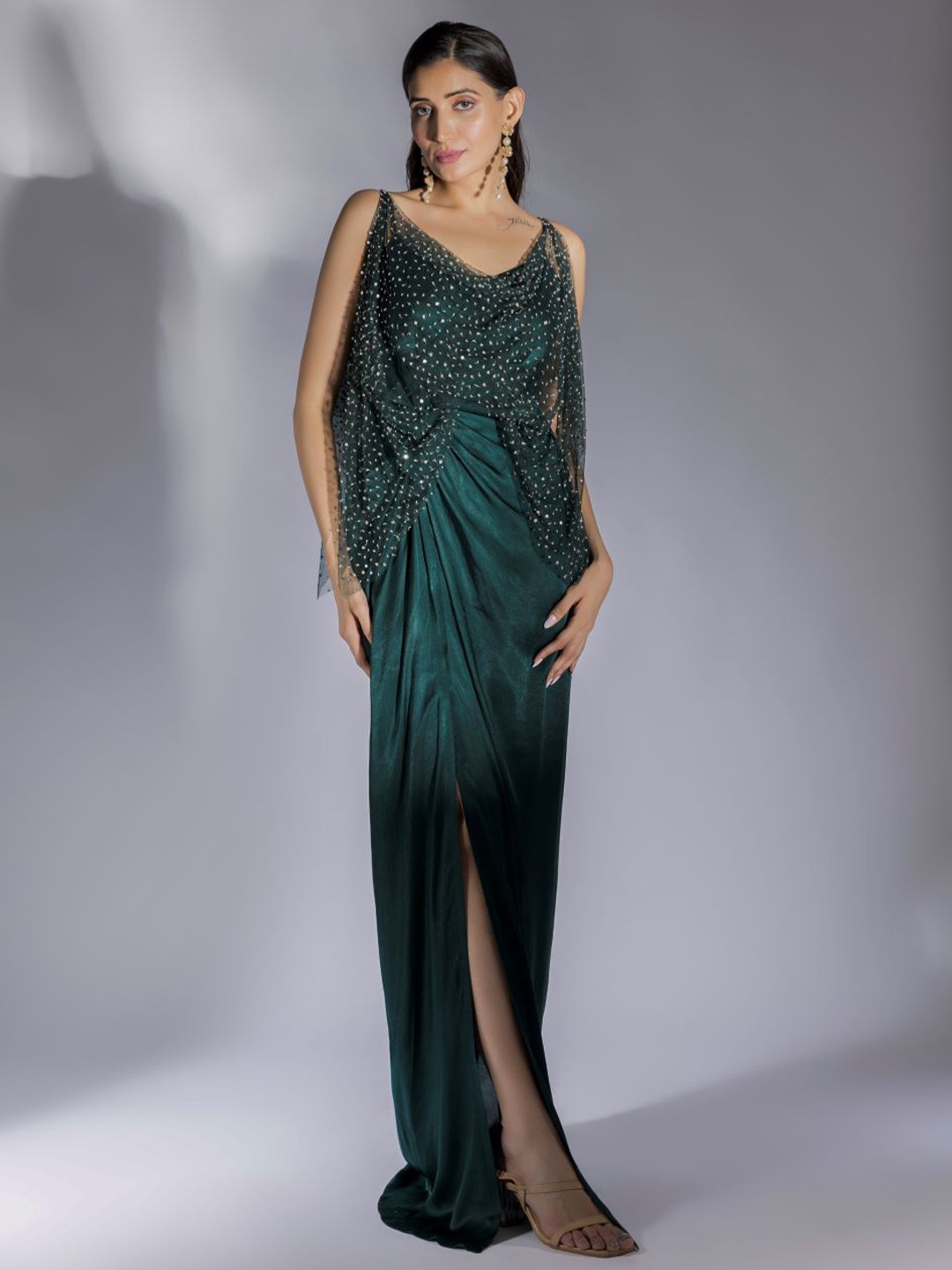 

Masumi Mewawalla Embellished Satin Maxi Dress, Green