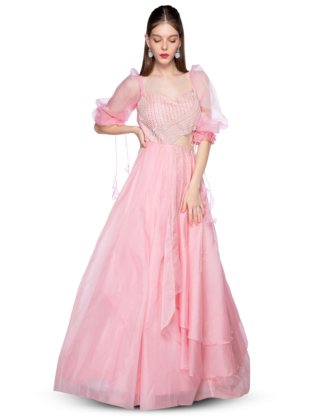 

Masumi Mewawalla Embellished Satin Maxi Dress, Pink