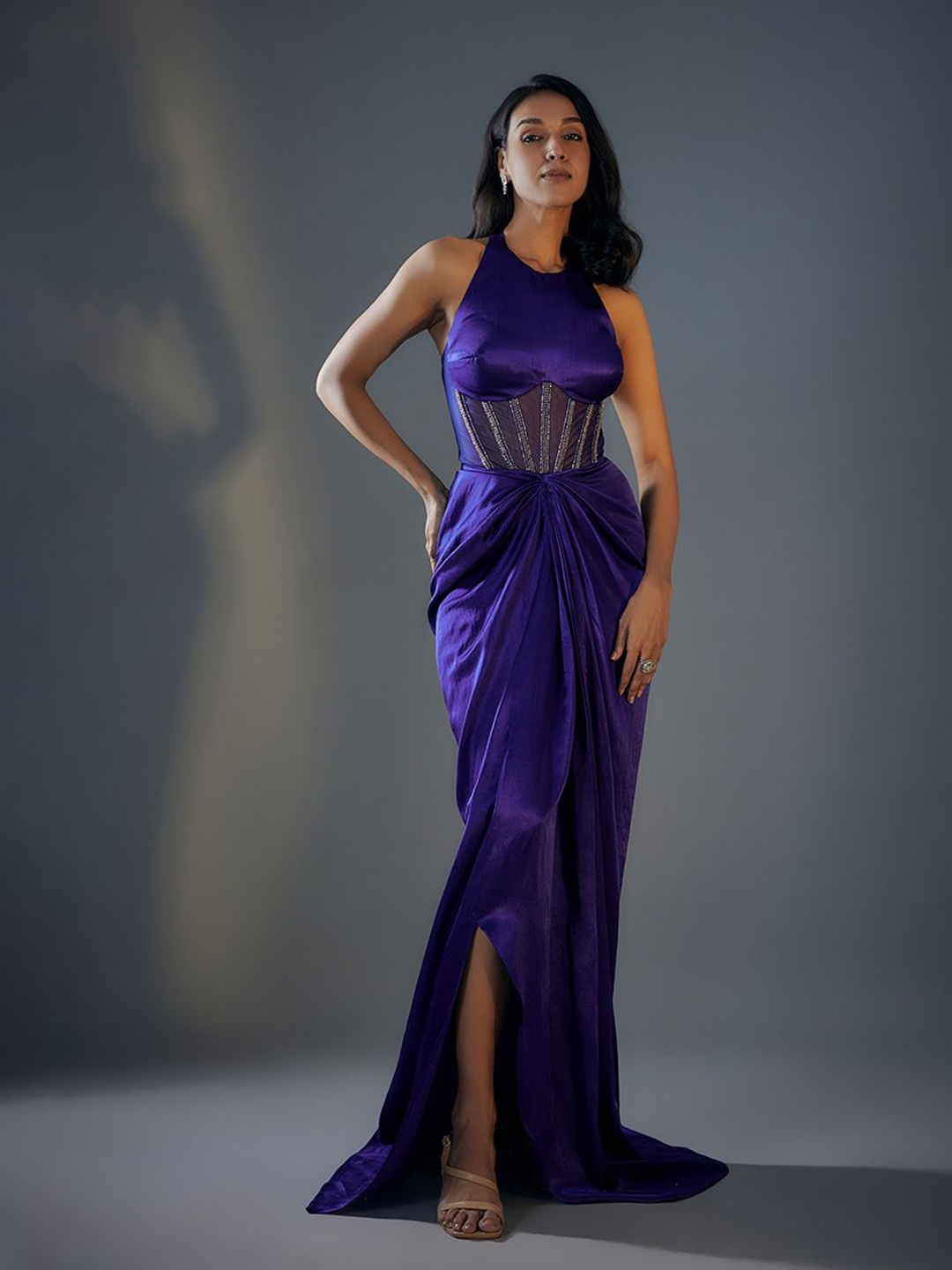 

Masumi Mewawalla Satin Maxi Midi Dress, Blue